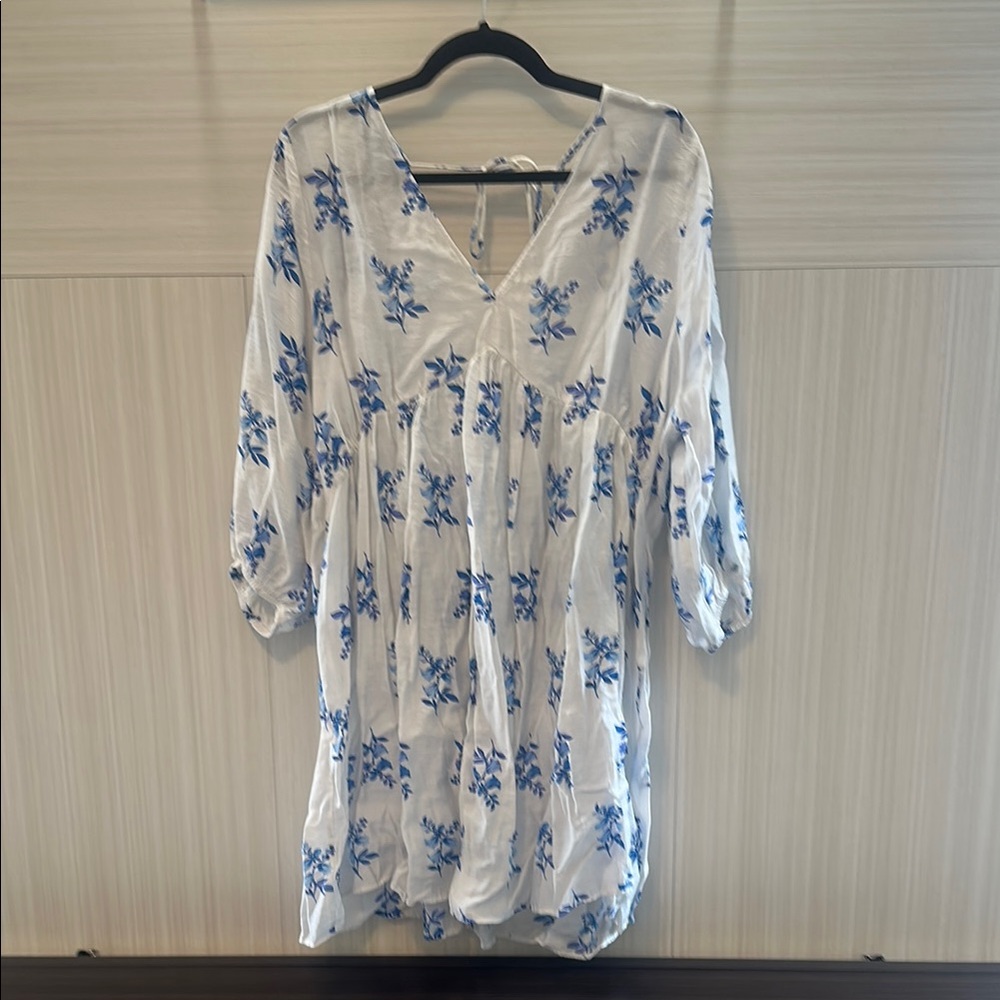 White and Blue Floral Dress